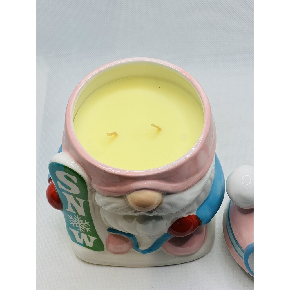 Martha Stewart Snow Gnome Candle Pink Snowboarder Snow Day NEW with Issues - Picture 3 of 16